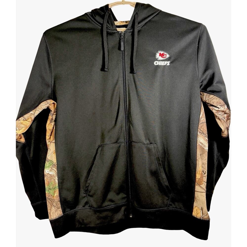 Kansas City Chiefs Real Tree Camo NFL Apparel Full Zip Hoodie Jacket XXL Black